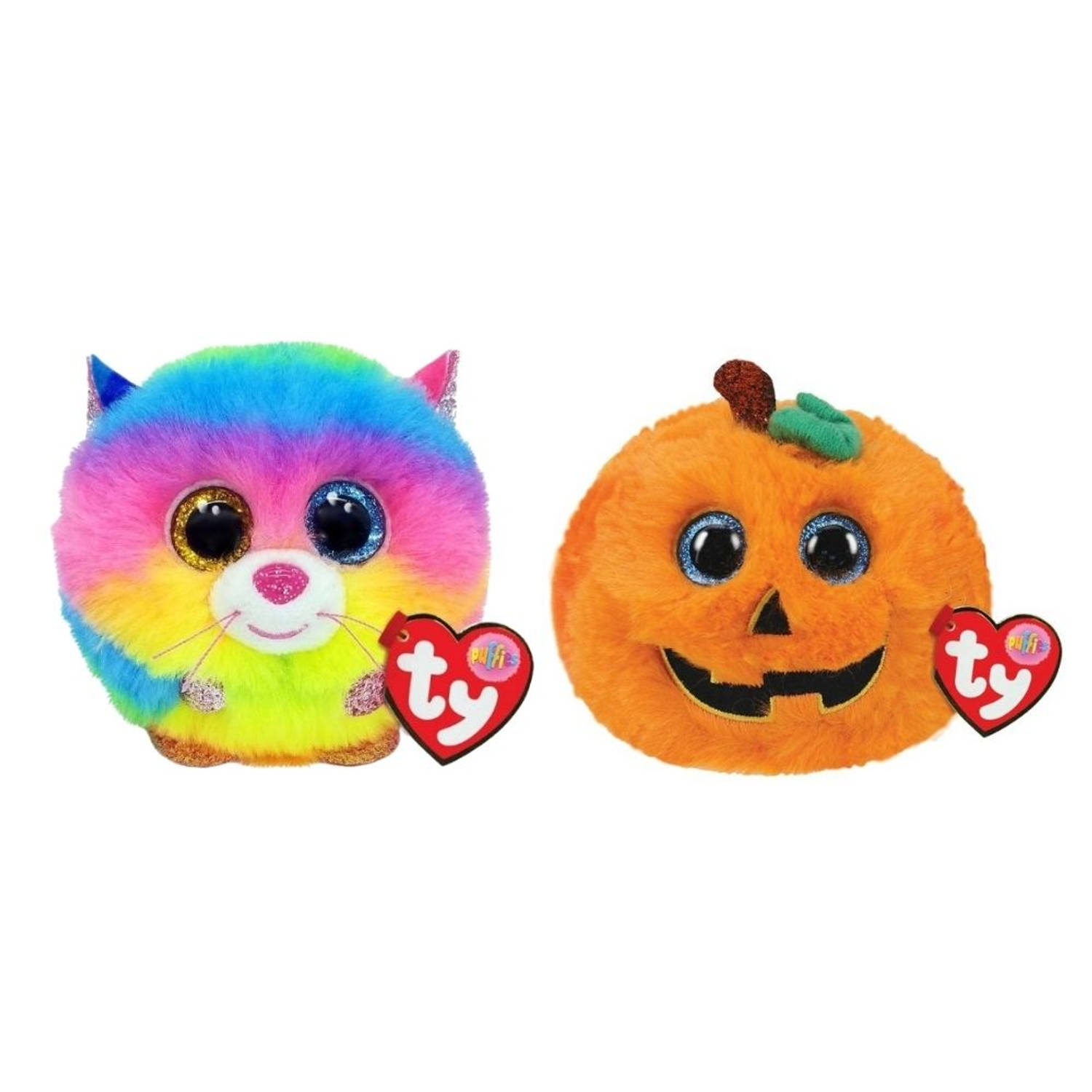 ty - Knuffel - Teeny Puffies - Gizmo Cat & Halloween Pumpkin