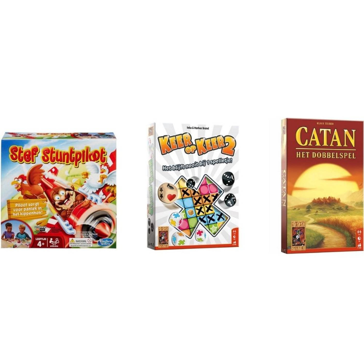 Hasbro Spellenbundel - Dobbelspel - 2 Stuks - Keer Op Keer 2 & Kolonisten Van Catan Dobbelspel & Stef Stuntpiloot