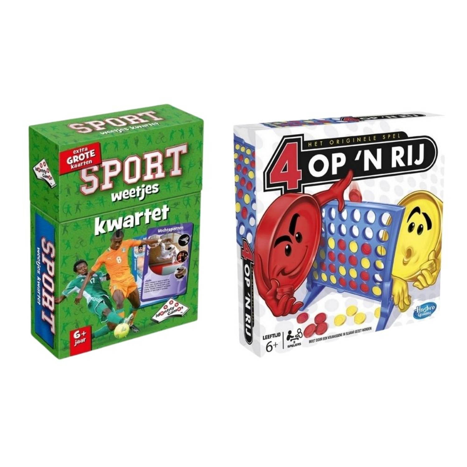 Hasbro Spellenbundel - 2 Stuks - Kwartet Sport Weetjes & 4 Op &apos;N Rij