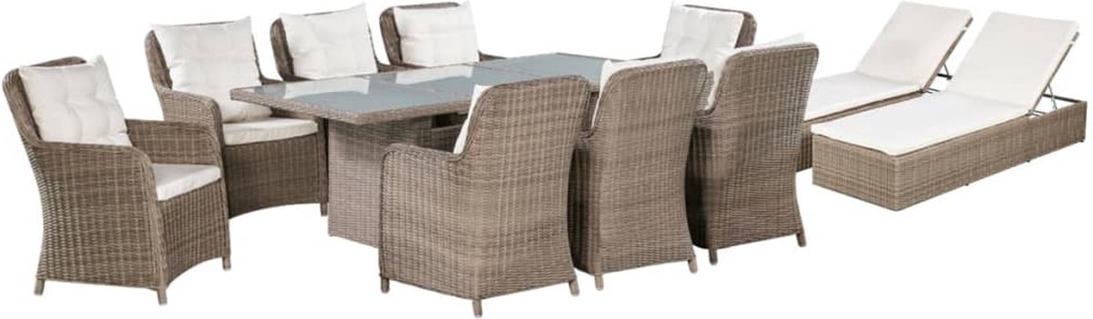 Vidaxl 11-delige Tuinset Poly Rattan - Bruin