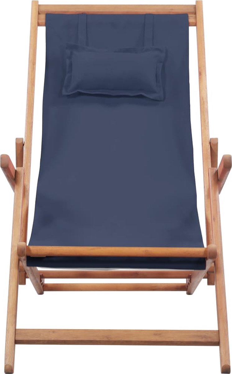 Vidaxl Strandstoel Inklapbaar Stof En Houten Frame - Blauw