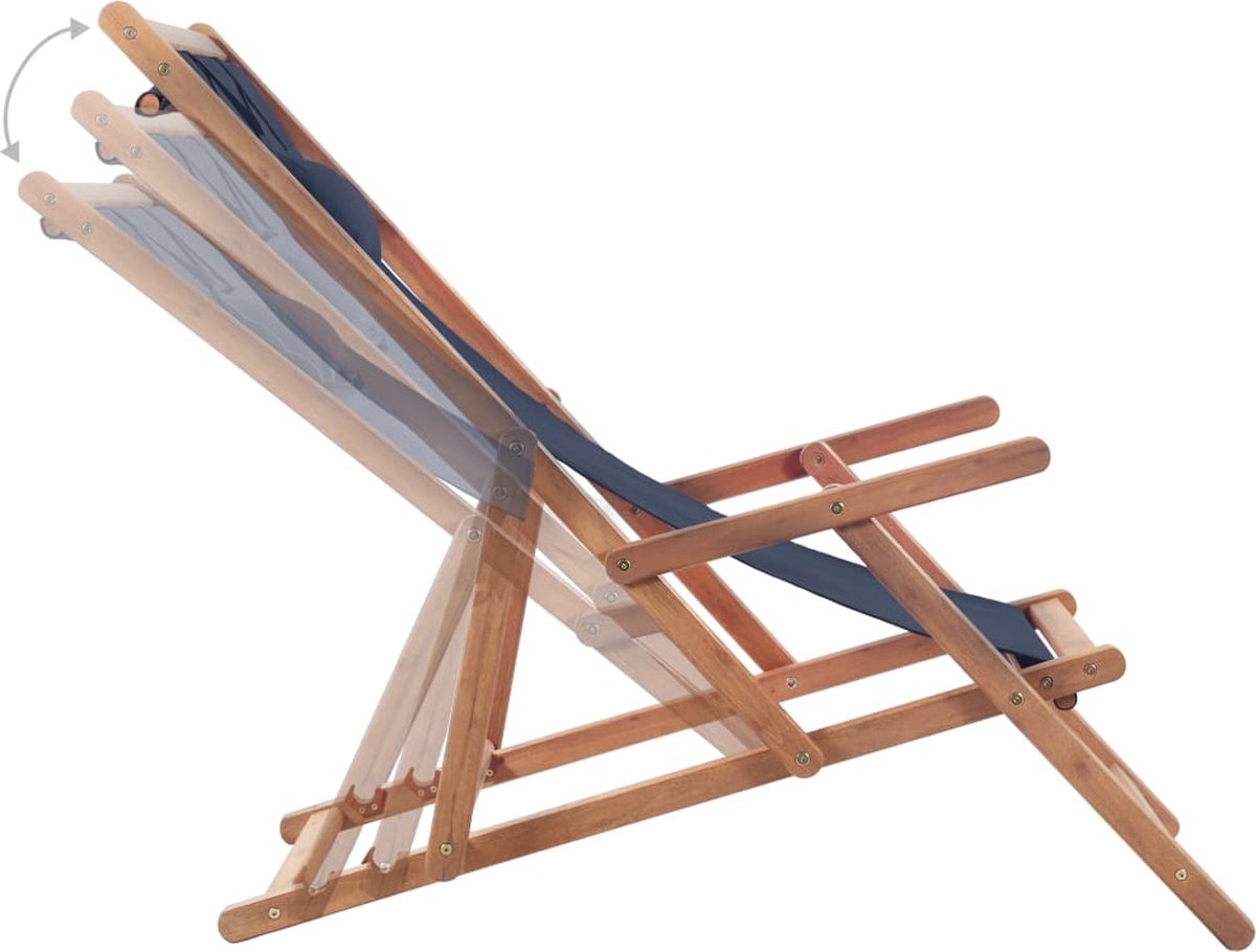 Vidaxl Strandstoel Inklapbaar Stof En Houten Frame - Blauw