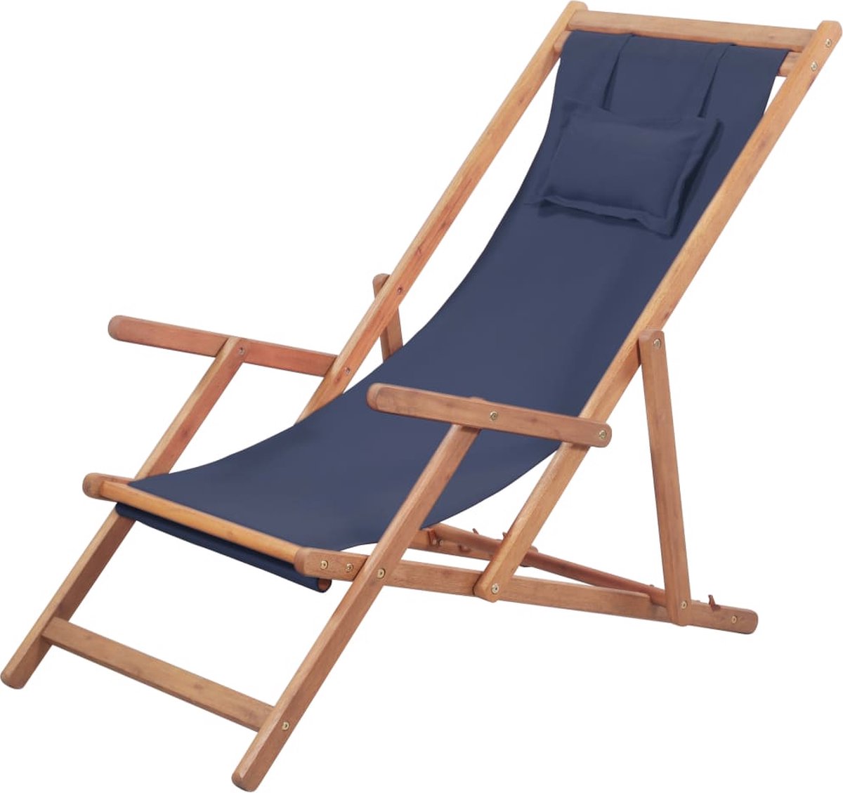 Vidaxl Strandstoel Inklapbaar Stof En Houten Frame - Azul