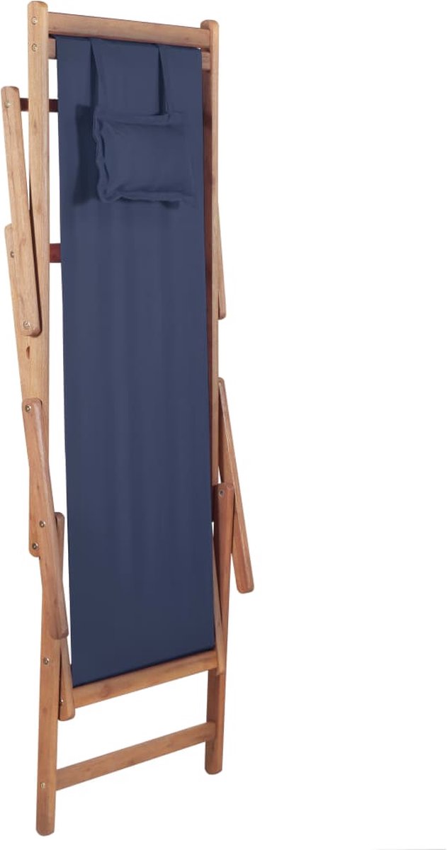 Vidaxl Strandstoel Inklapbaar Stof En Houten Frame - Blauw