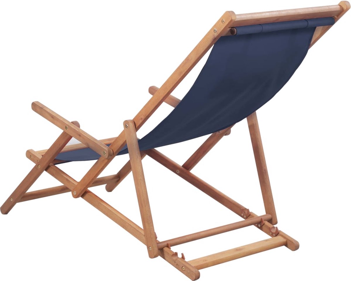 Vidaxl Strandstoel Inklapbaar Stof En Houten Frame - Blauw