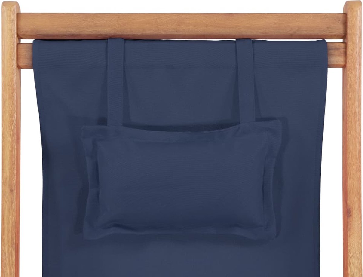 Vidaxl Strandstoel Inklapbaar Stof En Houten Frame - Blauw