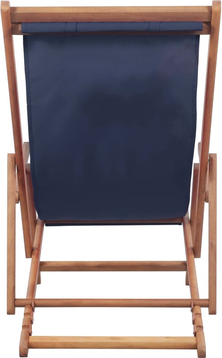 Vidaxl Strandstoel Inklapbaar Stof En Houten Frame - Blauw