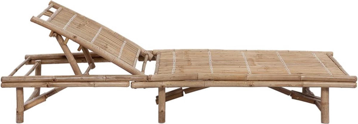 Vidaxl Ligbed Met Kussen Bamboe - Blauw