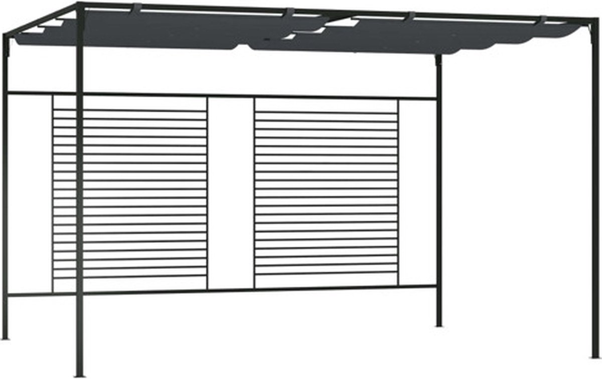 Vidaxl Prieel Met Uittrekbaar Dak 180 G/m² 4x3x2,3 M Antracietkleurig - Grijs