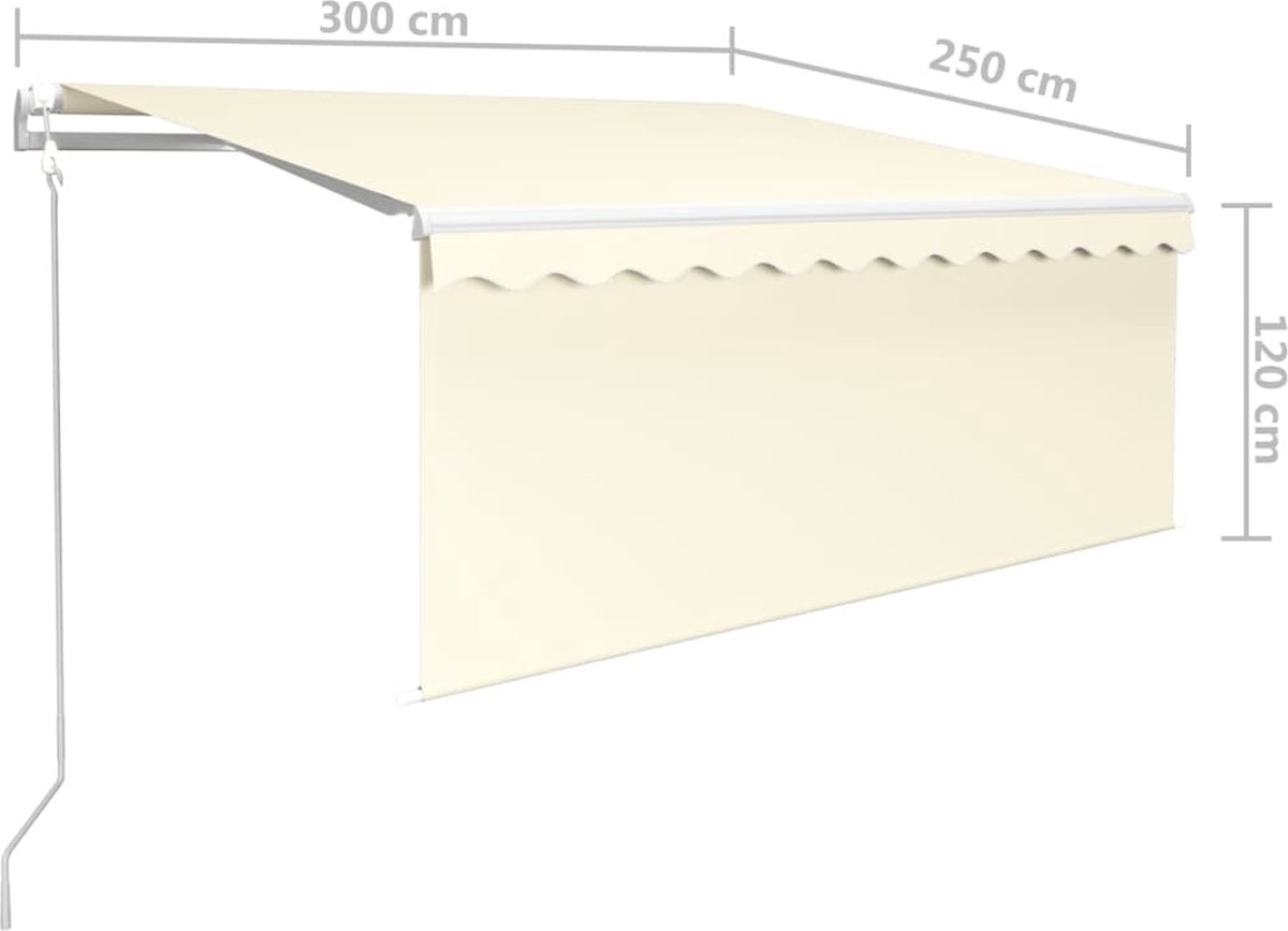 Vidaxl Luifel Automatisch Uittrekbaar Met Rolgordijn 3x2,5 M Crème