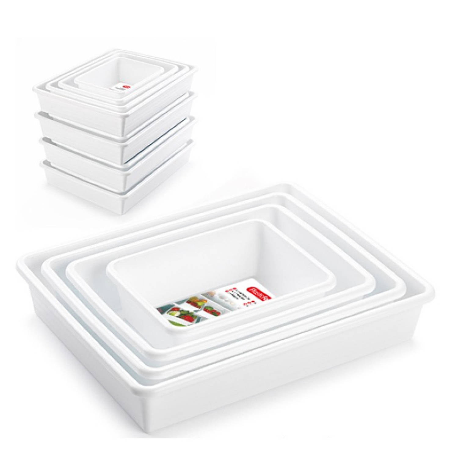 Forte Plastics 4x Opbergbakjes/organizers Voor In De Koelkast Wit - Opbergbox