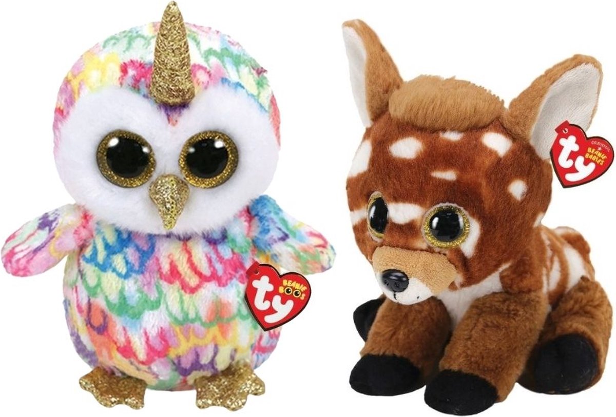 ty - Knuffel - Beanie Buddy - Enchanted Owl & Buckley Deer