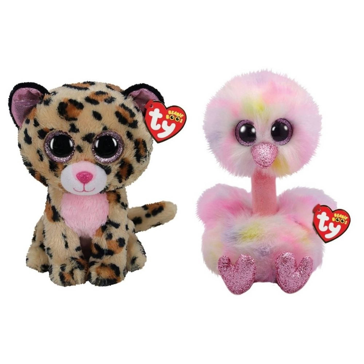 ty - Knuffel - Beanie Buddy - Livvie Leopard & Avery Ostrich