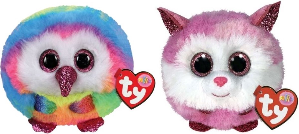 ty - Knuffel - Teeny Puffies - Owel Owl & Princess Husky