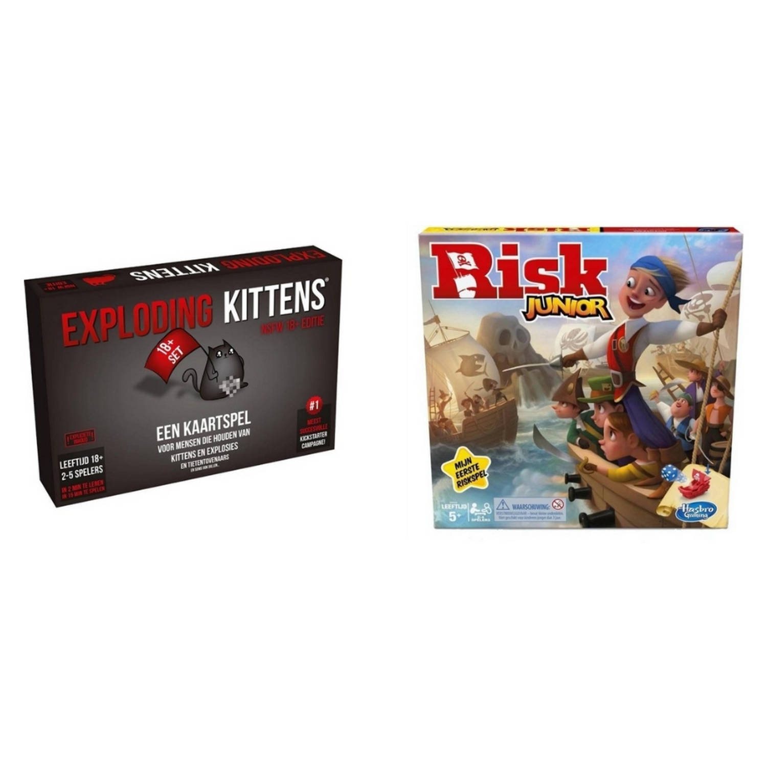 Hasbro Spellenbundel - 2 Stuks - Exploding Kittens Nsfw (18+) & Risk Junior