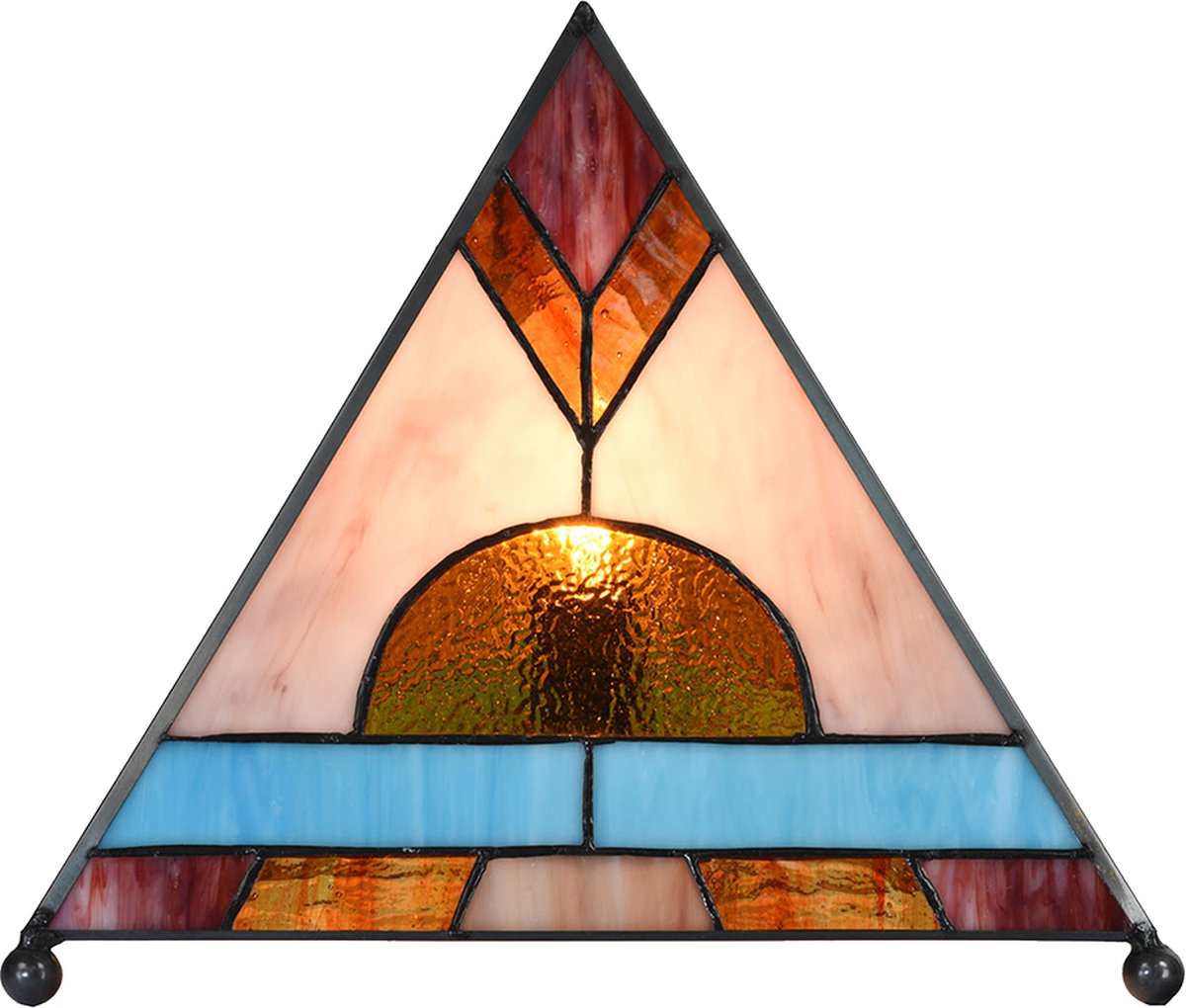 Clayre & Eef Lumilamp Tiffany Tafellamp 26*26*30 Cm Glas Tiffany Bureaulamp Tiffany Lampen Glas In Lood Tiffany - Bruin
