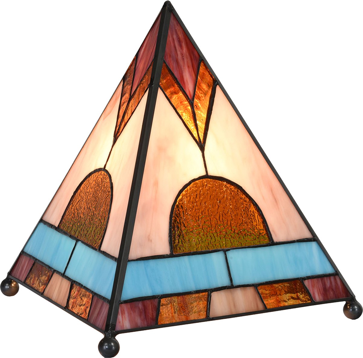 Clayre & Eef Lumilamp Tiffany Tafellamp 26*26*30 Cm Glas Tiffany Bureaulamp Tiffany Lampen Glas In Lood Tiffany - Bruin