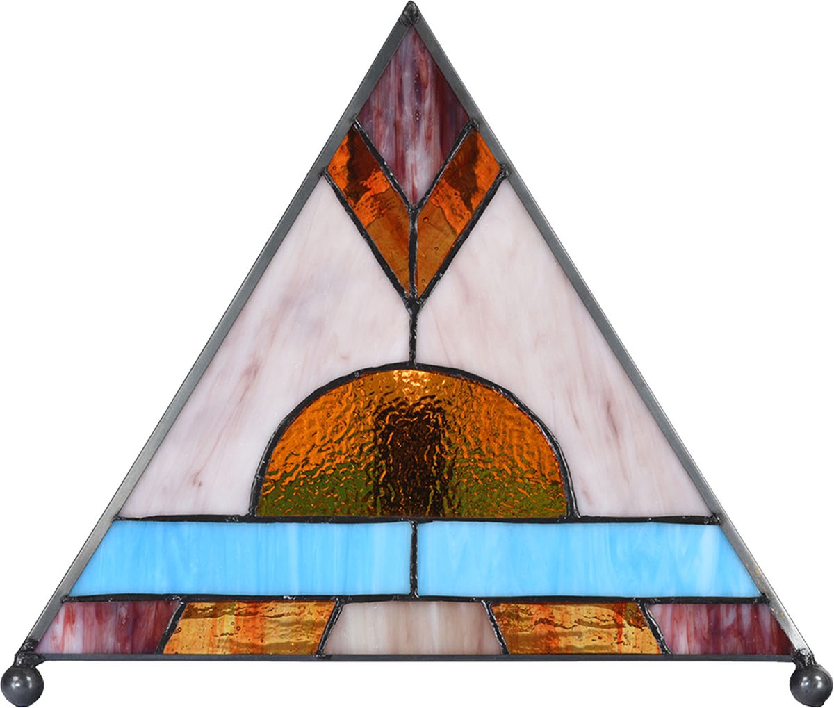 Clayre & Eef Lumilamp Tiffany Tafellamp 26*26*30 Cm Glas Tiffany Bureaulamp Tiffany Lampen Glas In Lood Tiffany - Bruin