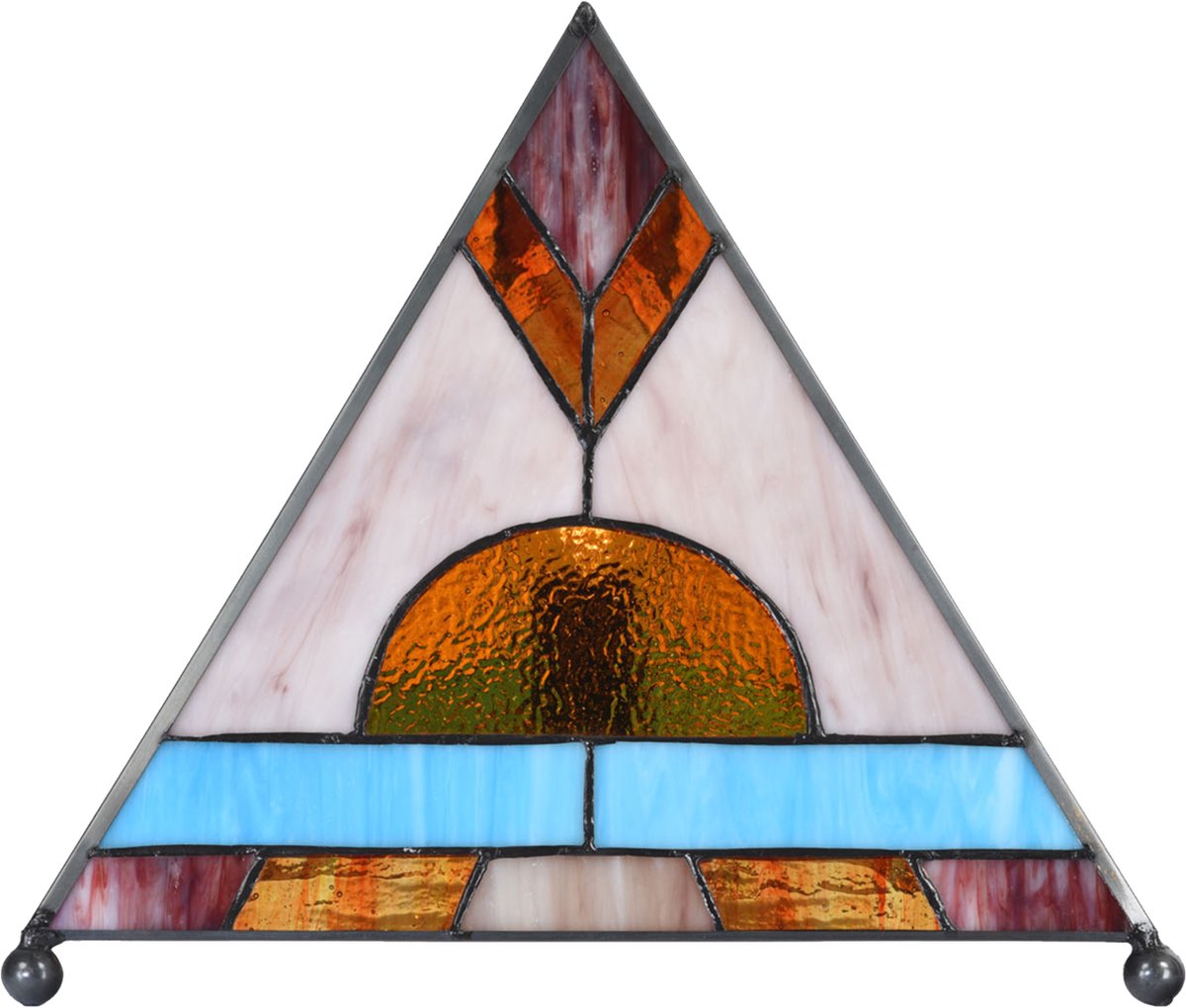 Clayre & Eef Lumilamp Tiffany Tafellamp 26*26*30 Cm Glas Tiffany Bureaulamp Tiffany Lampen Glas In Lood Tiffany - Bruin