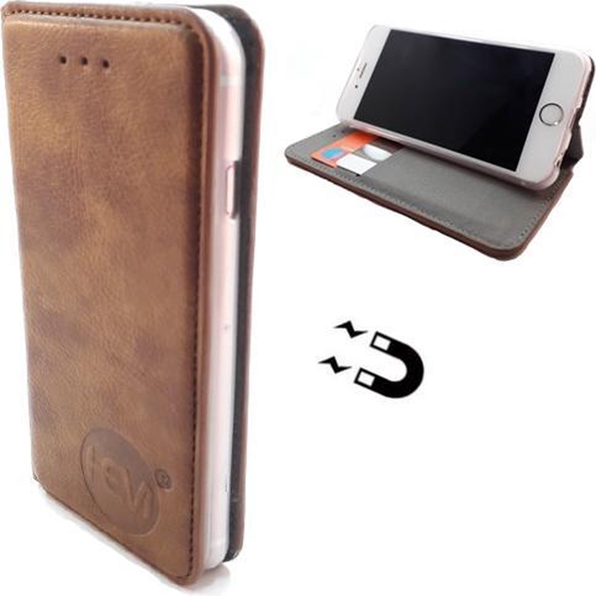 Hem Apple Iphone 12 - Bronzed Brown Ultra Dun Portemonnee Hoesje - Lederen Wallet Case Tpu - Book Case - Flip Cover - Boek - Bruin