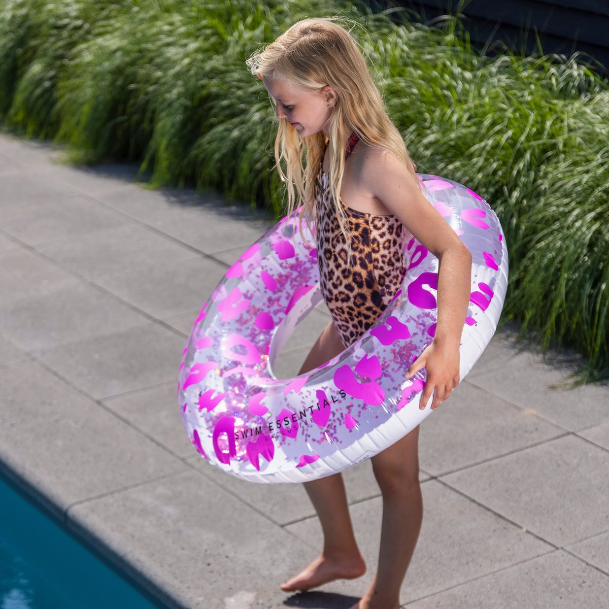 Swim Essentials Zwemband Neon Panterprint 90 Cm - Roze