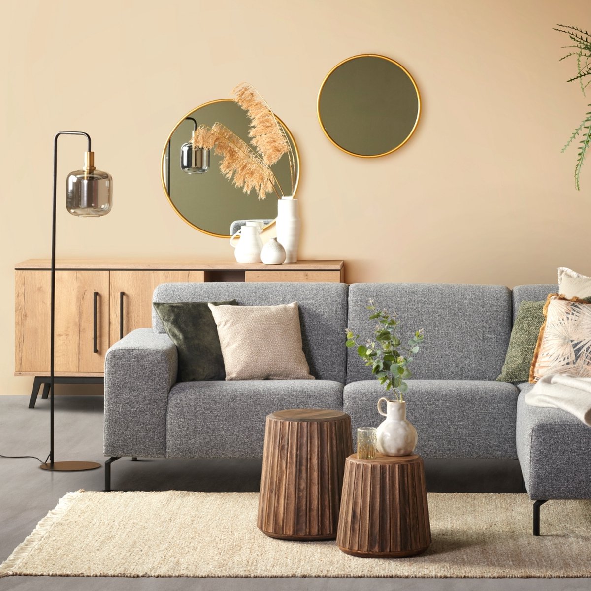 Light & Living Lekar Staande Lamp Transparant - Zwart