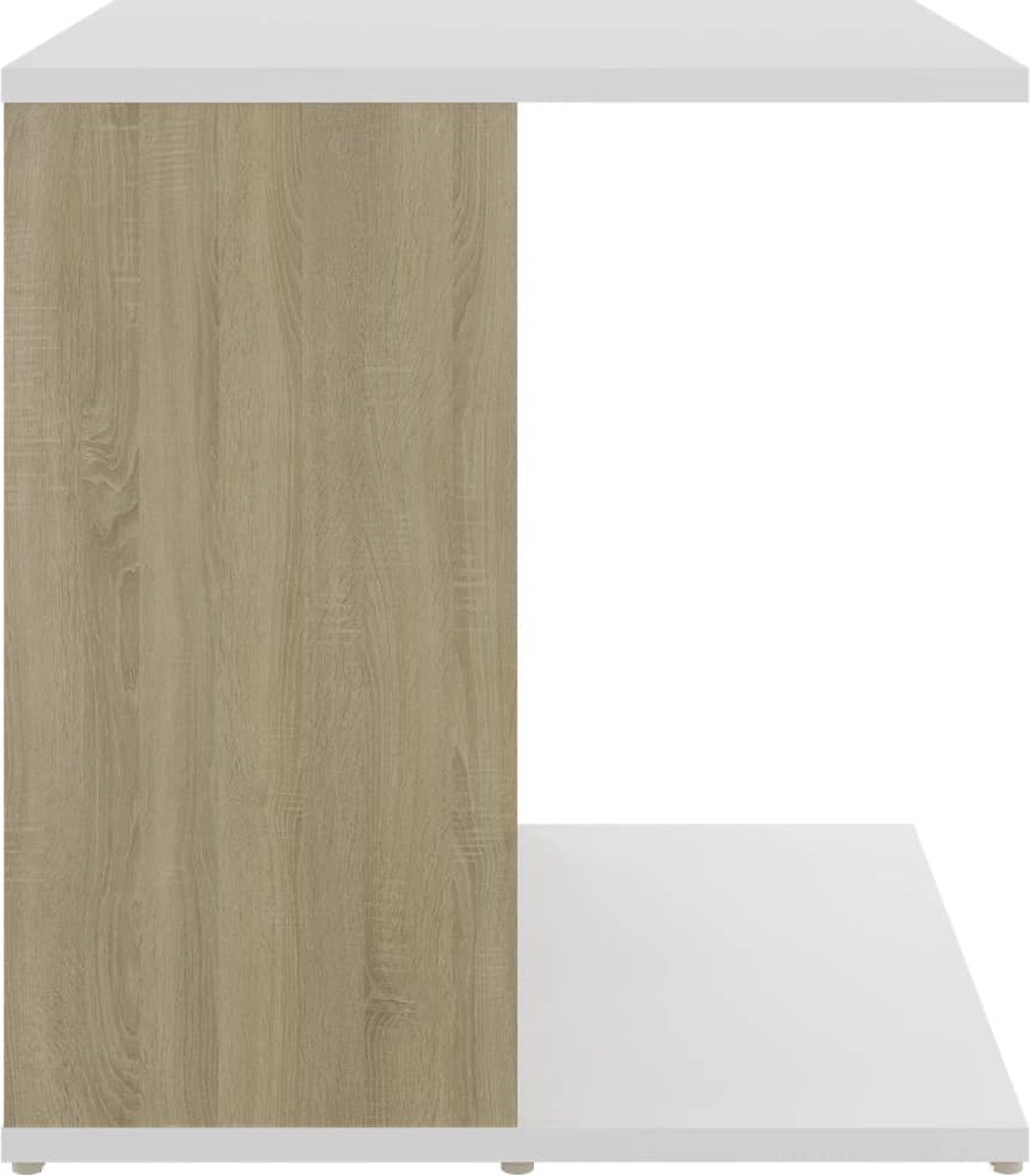 Vidaxl Bijzettafel 45x45x48 Cm Spaanplaat Wit En Sonoma Eikenkleurig - Beige