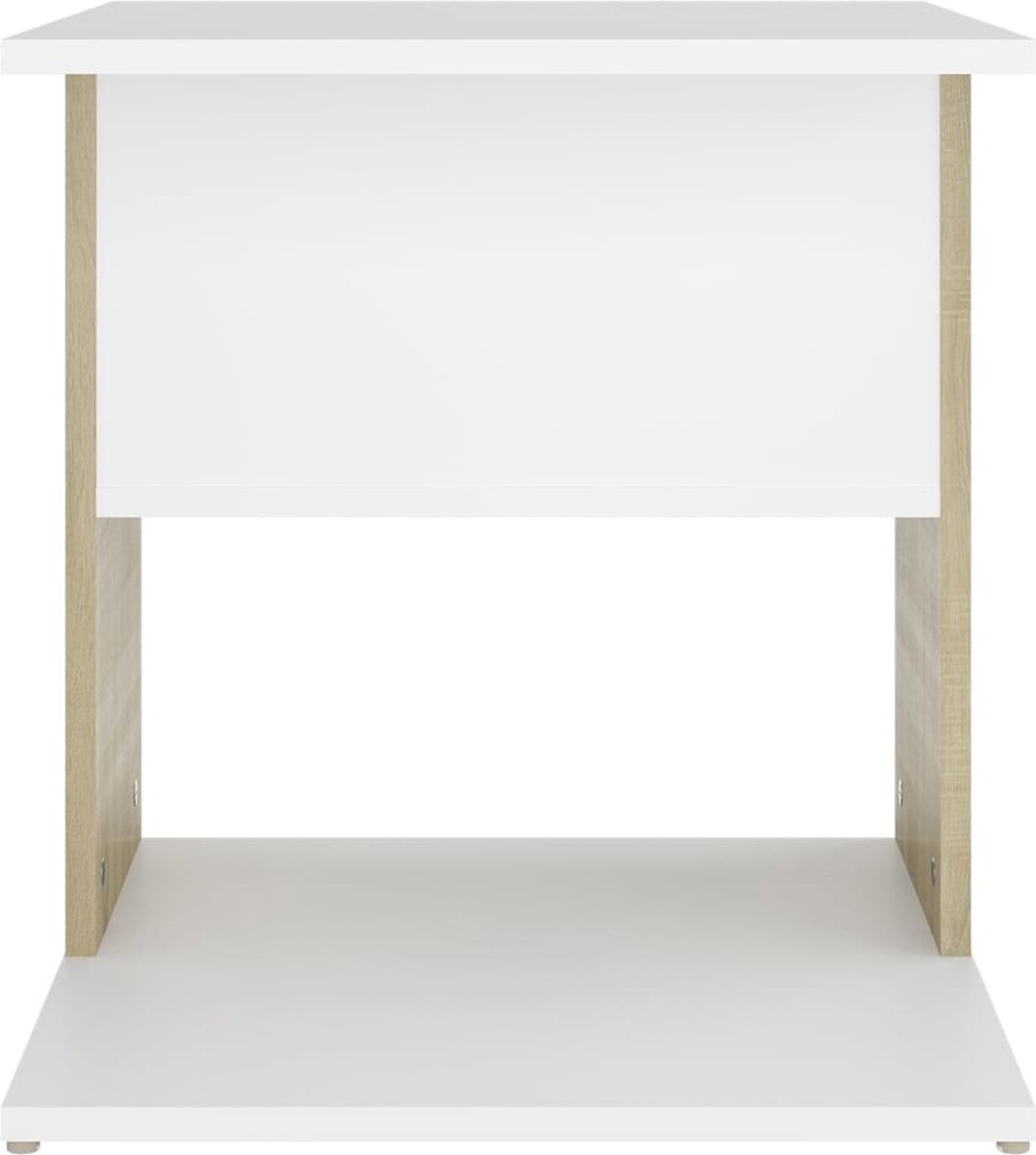 Vidaxl Bijzettafel 45x45x48 Cm Spaanplaat Wit En Sonoma Eikenkleurig - Beige