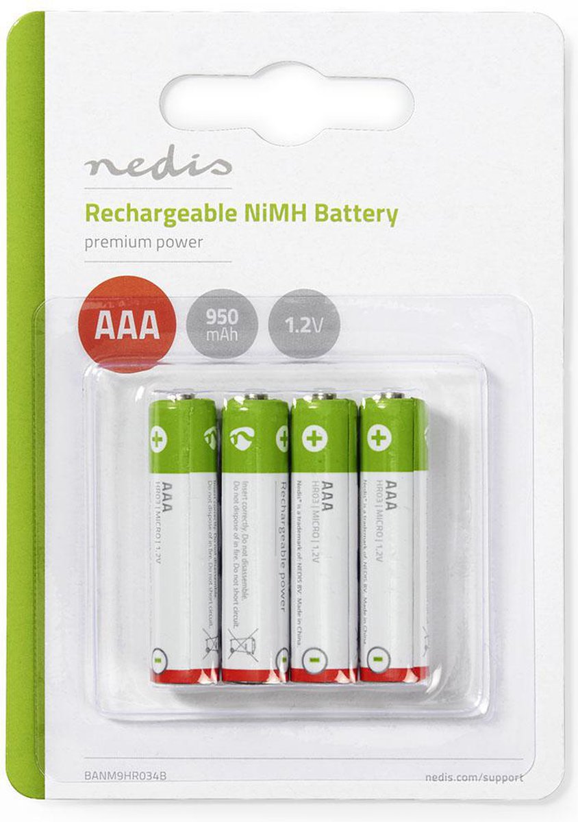 Nedis Oplaadbare Nimh-batterij Aaa - Banm9hr034b - Rood