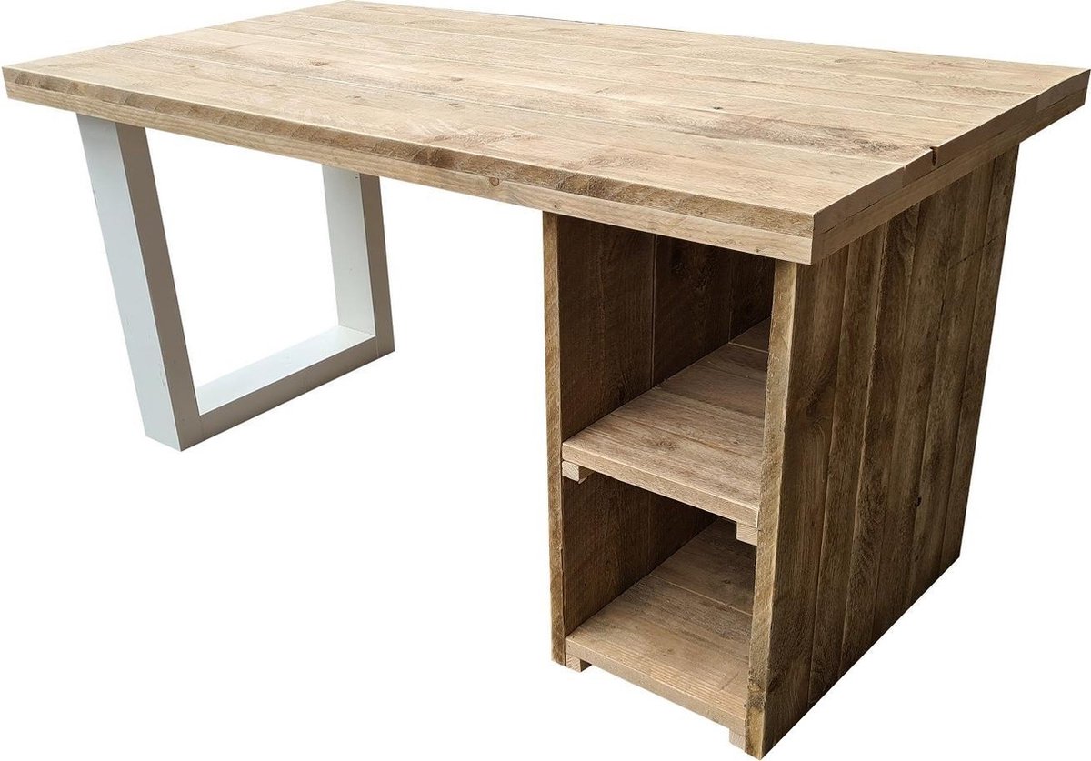 Wood4you Bureau San Diego - Steigerhout 180lx55dx75h Wit