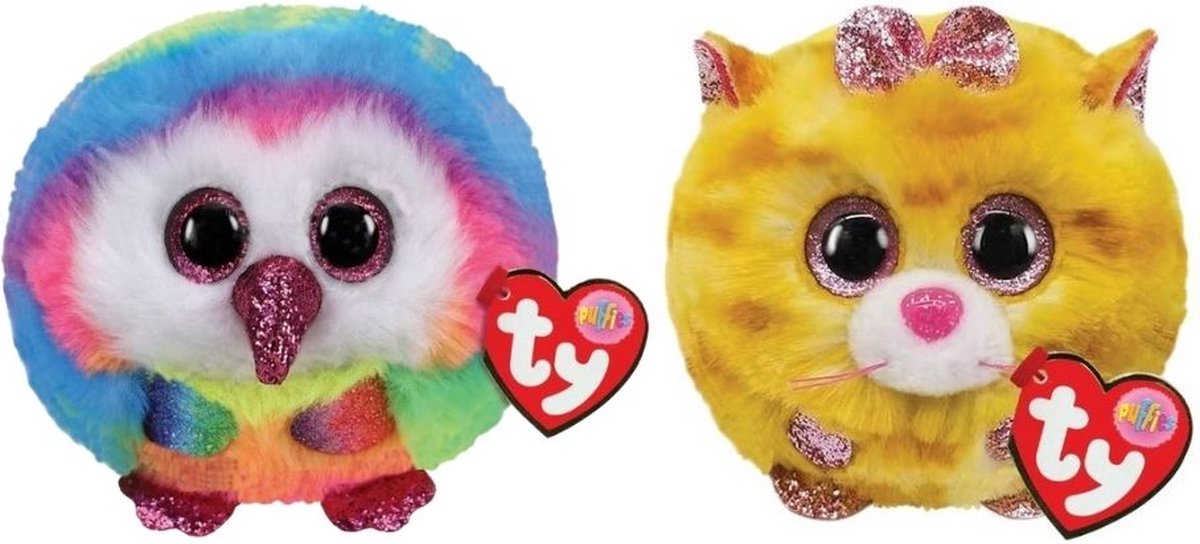 ty - Knuffel - Teeny Puffies - Owel Owl & Tabitha Cat
