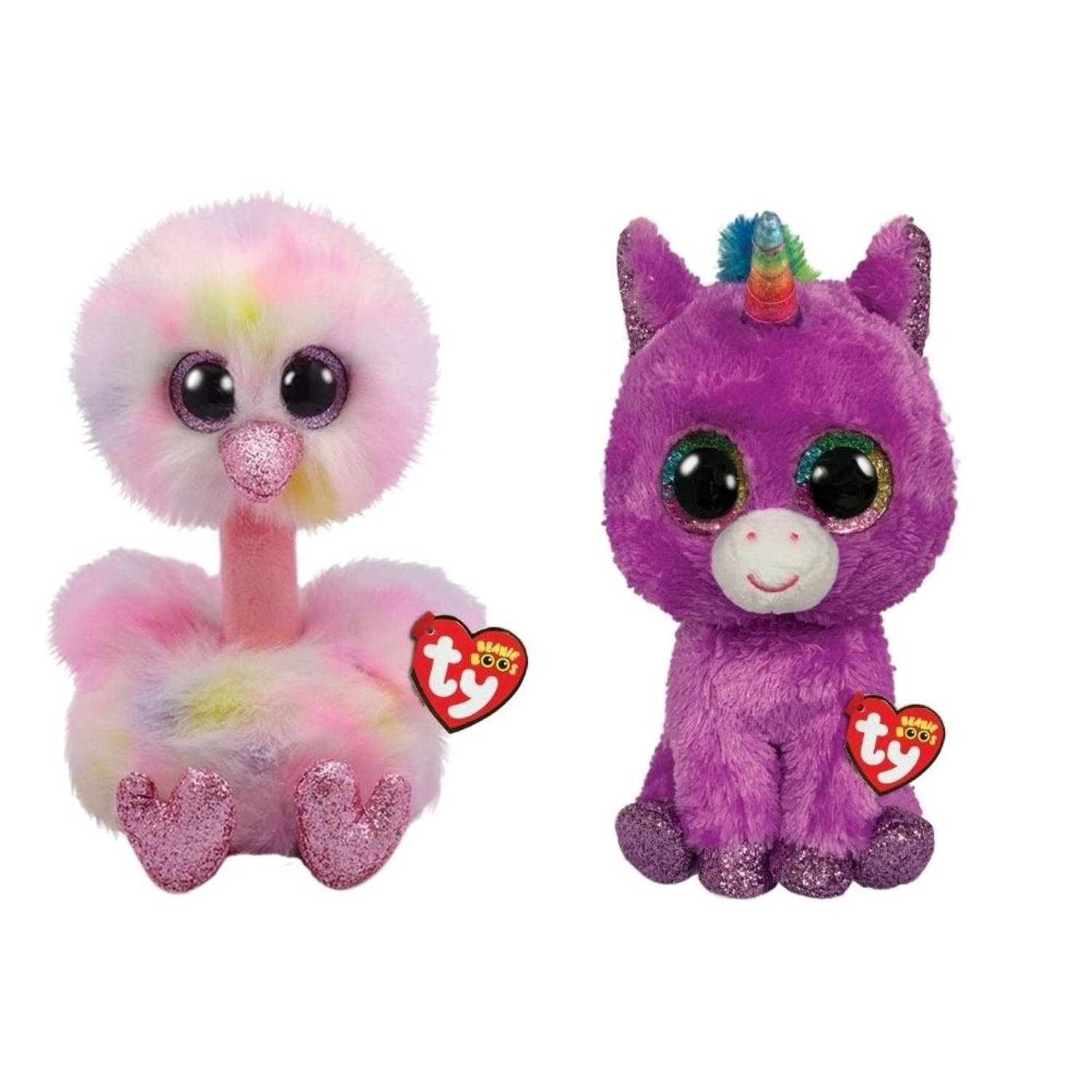 ty - Knuffel - Beanie Buddy - Avery Ostrich & Rosette Unicorn