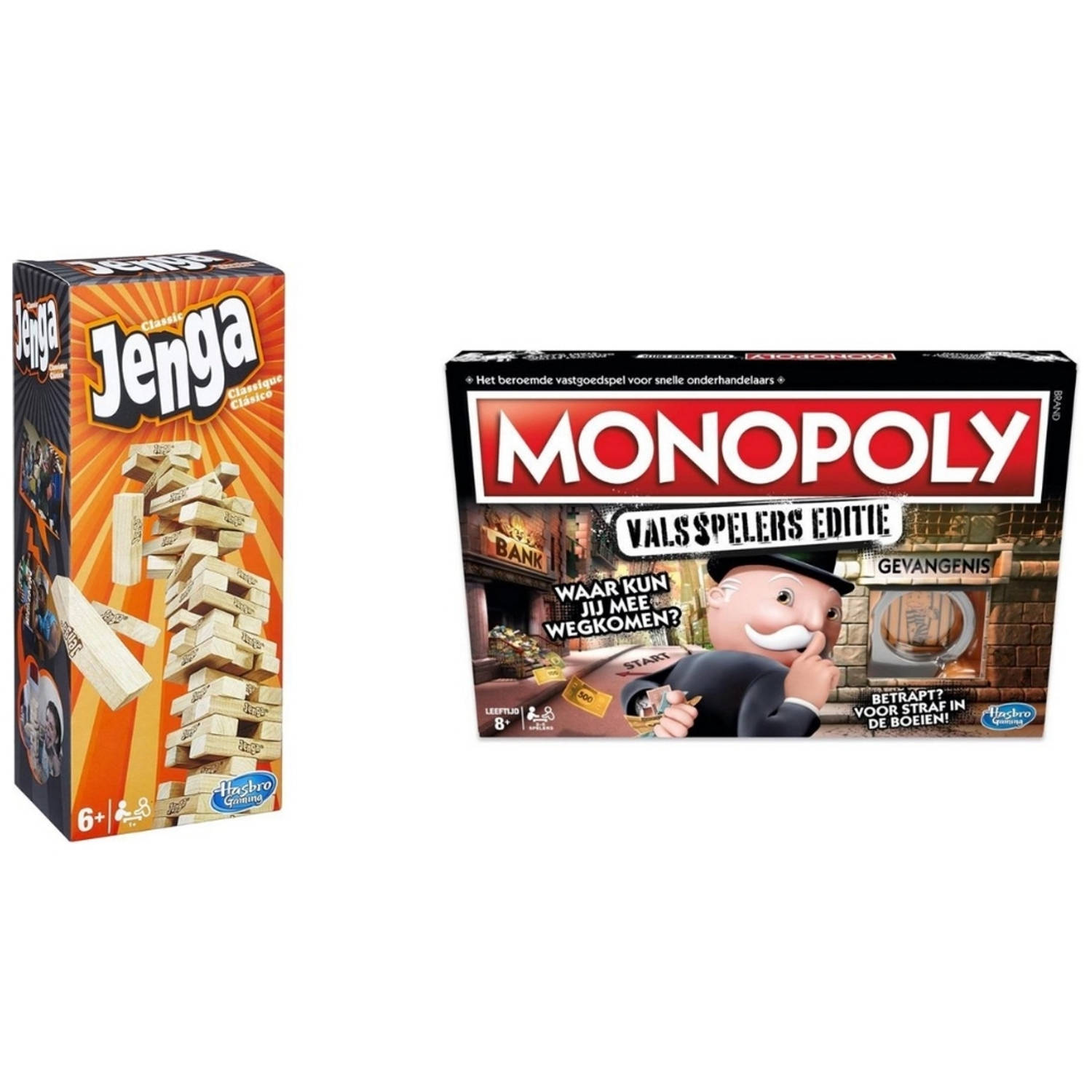 Hasbro Spellenbundel - 2 Stuks - Jenga & Monopoly Valsspelerseditie