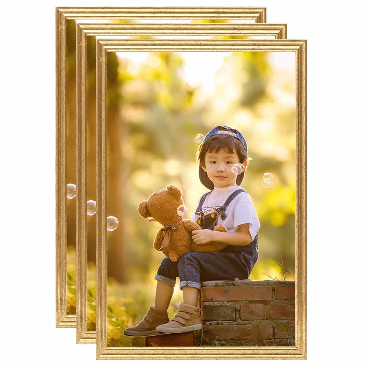 Vidaxl Fotolijsten 3 St Voor Wand Of Tafel 42x59,4 Cm Mdfkleurig - Goud