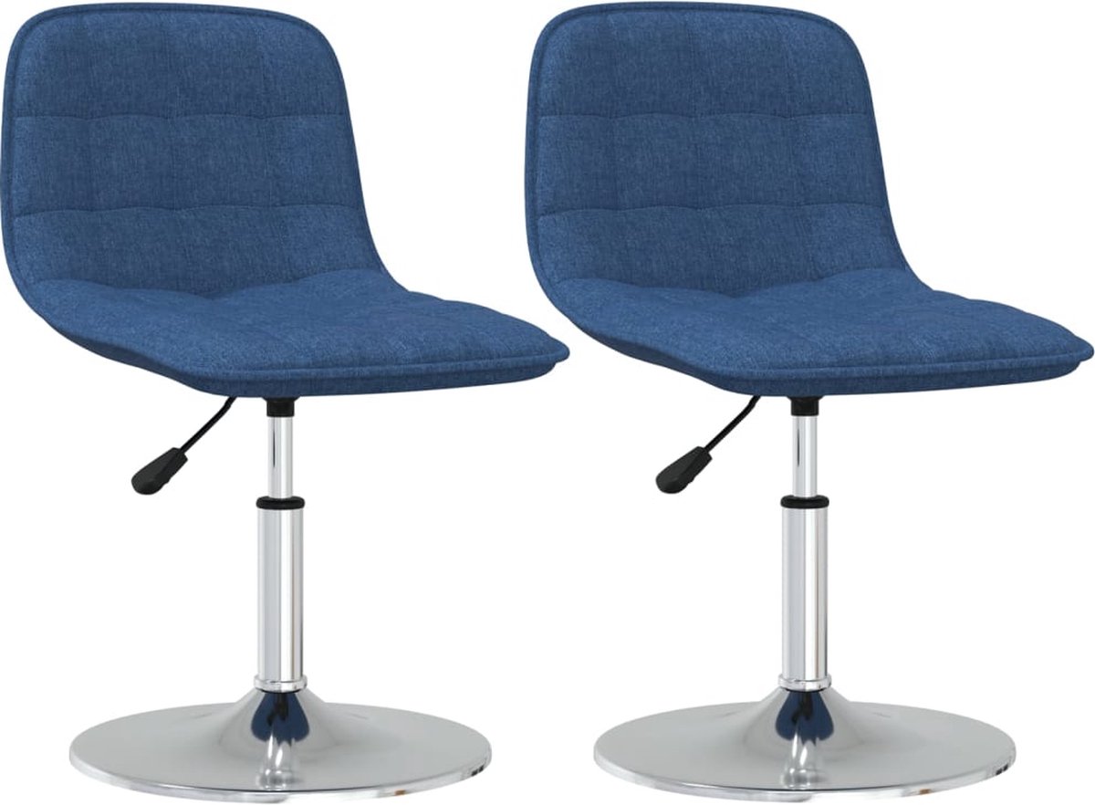 Vidaxl Eetkamerstoelen Draaibaar 2 St Stof - Blauw