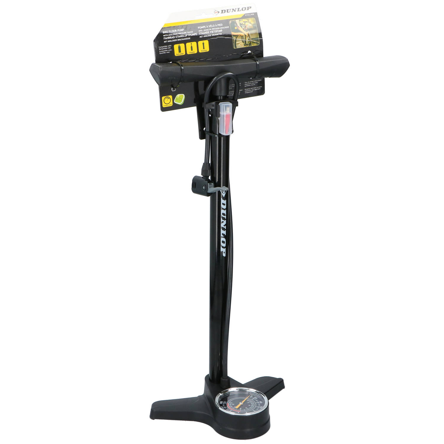 Dunlop Fietspomp Met Manometer/drukmeter 61 Cm - Fiets Accessoires En Toebehoren - Zwart