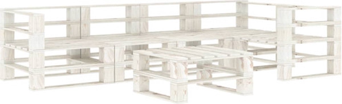 Vidaxl 6-delige Loungeset Pallet Hout Wit