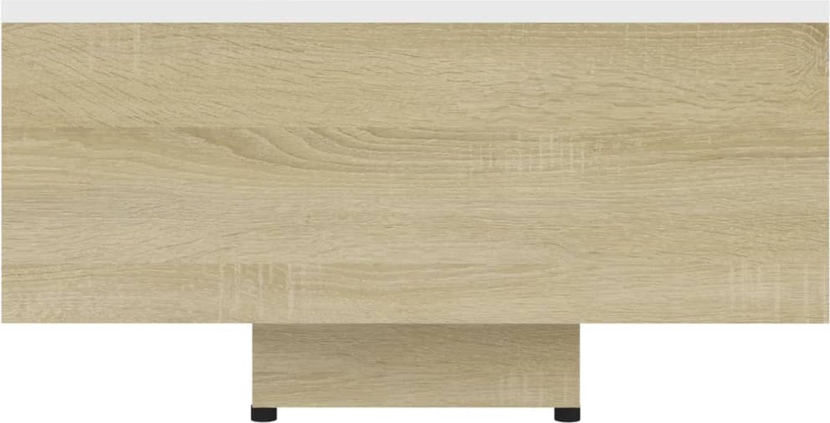 Vidaxl Salontafel 85x55x31 Cm Spaanplaat Wit En Sonoma Eikenkleurig