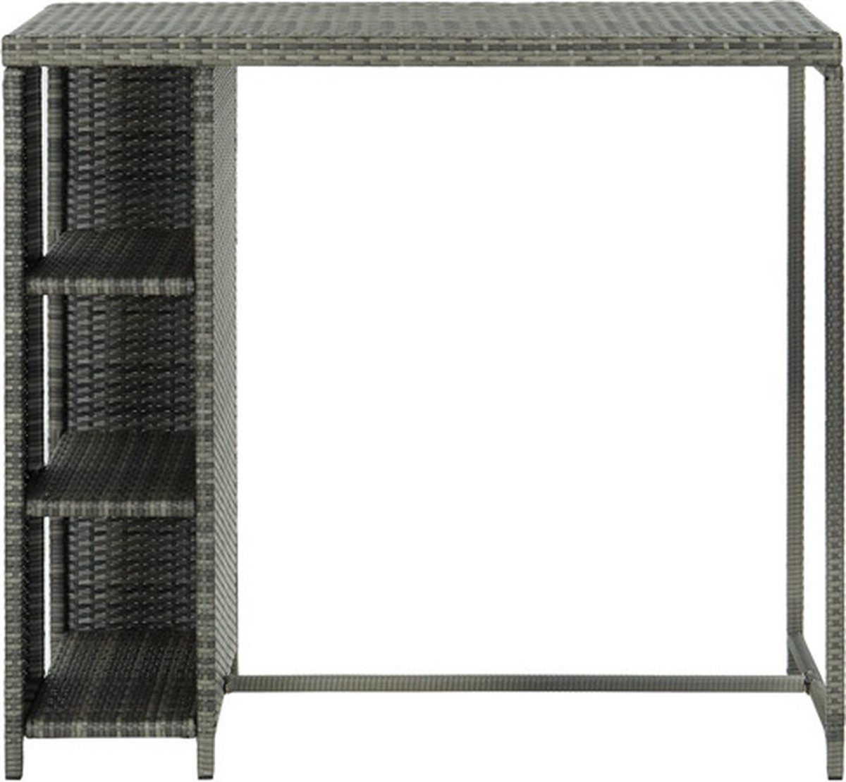 Vidaxl Bartafel Met Opbergrek 120x60x110 Cm Poly Rattan - Grijs