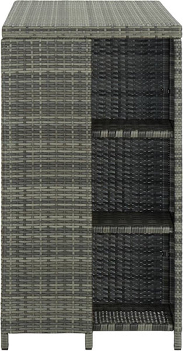 Vidaxl Bartafel Met Opbergrek 120x60x110 Cm Poly Rattan - Grijs