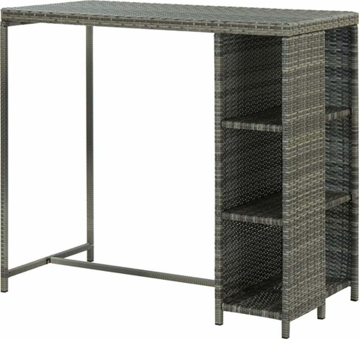Vidaxl Bartafel Met Opbergrek 120x60x110 Cm Poly Rattan - Grijs