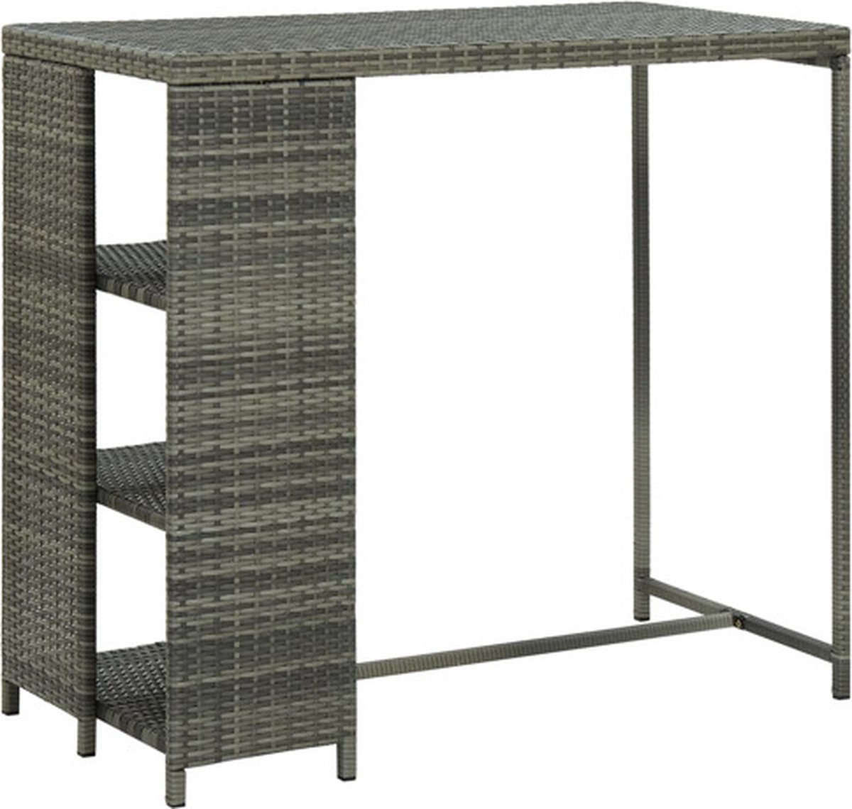 Vidaxl Bartafel Met Opbergrek 120x60x110 Cm Poly Rattan - Gris