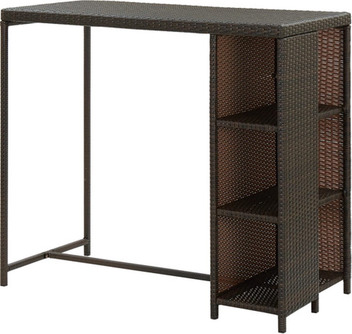 Vidaxl Bartafel Met Opbergrek 120x60x110 Cm Poly Rattan - Bruin