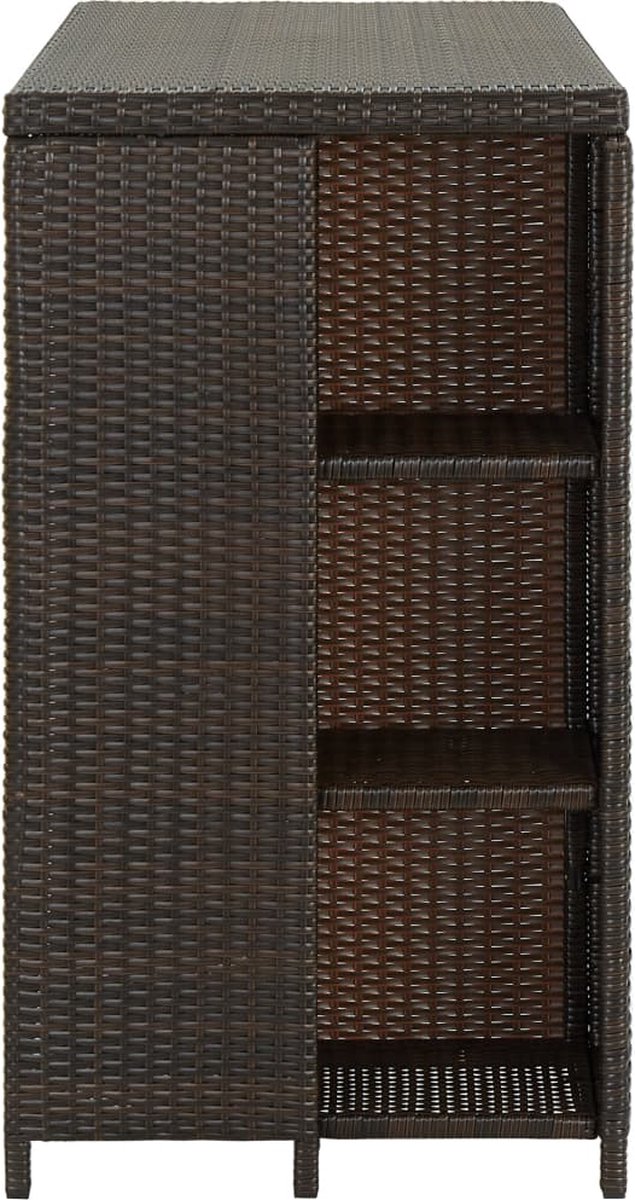Vidaxl Bartafel Met Opbergrek 120x60x110 Cm Poly Rattan - Bruin