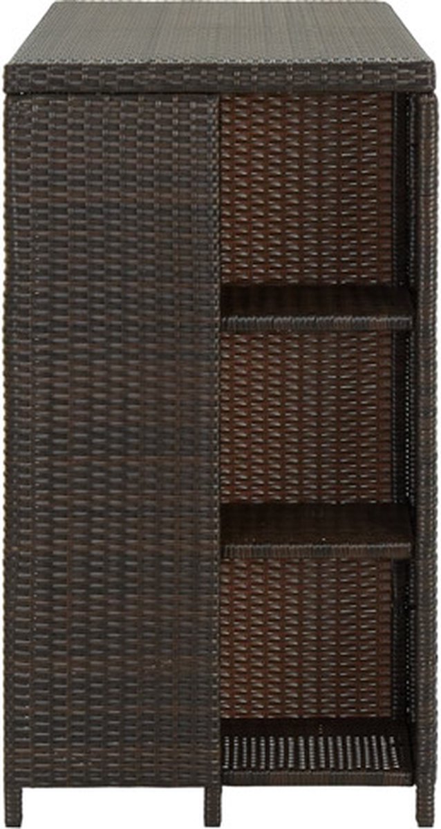 Vidaxl Bartafel Met Opbergrek 120x60x110 Cm Poly Rattan - Bruin