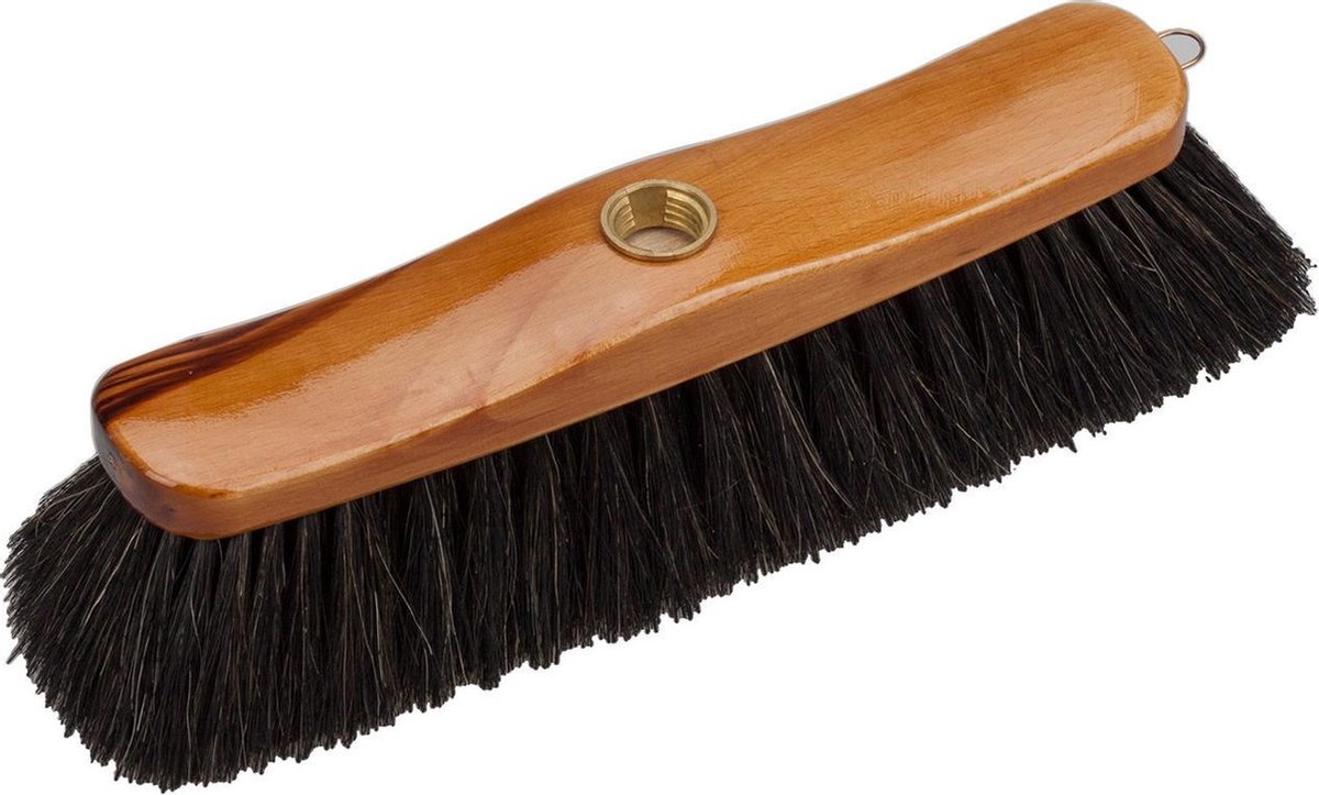 Houten Binnenbezem 29 Cm Inclusief Metalen Telescoopsteel Zwart/bruin 80 - 130 Cm - Zachte Kamerbezems