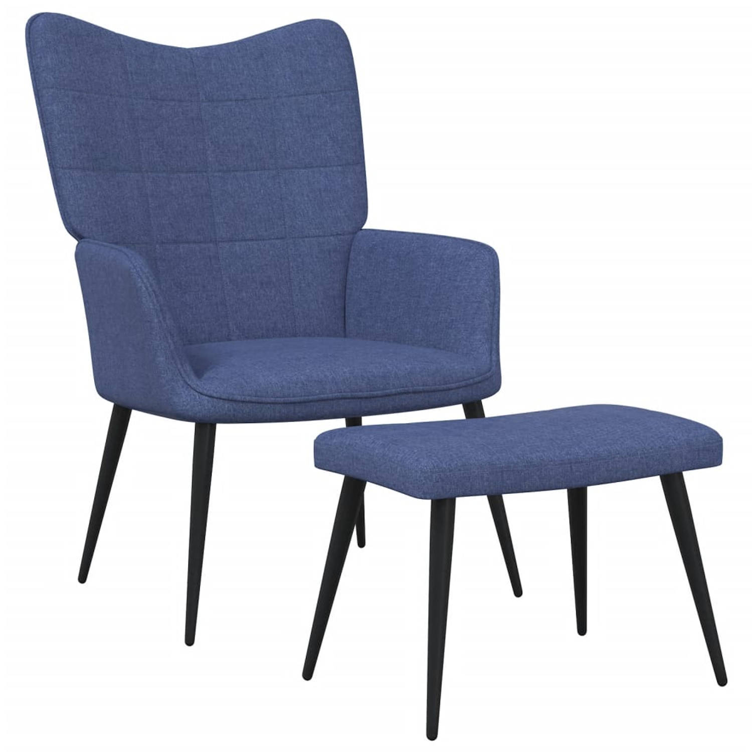 Vidaxl Relaxstoel Met Voetenbank Stof - Blauw