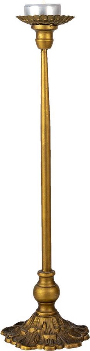 Clayre & Eef Kandelaar Ø 14*51 Cmkleurig Ijzer Kaarsenstandaard Kaarsenhouderkleurig Kaarsenstandaard - Goud