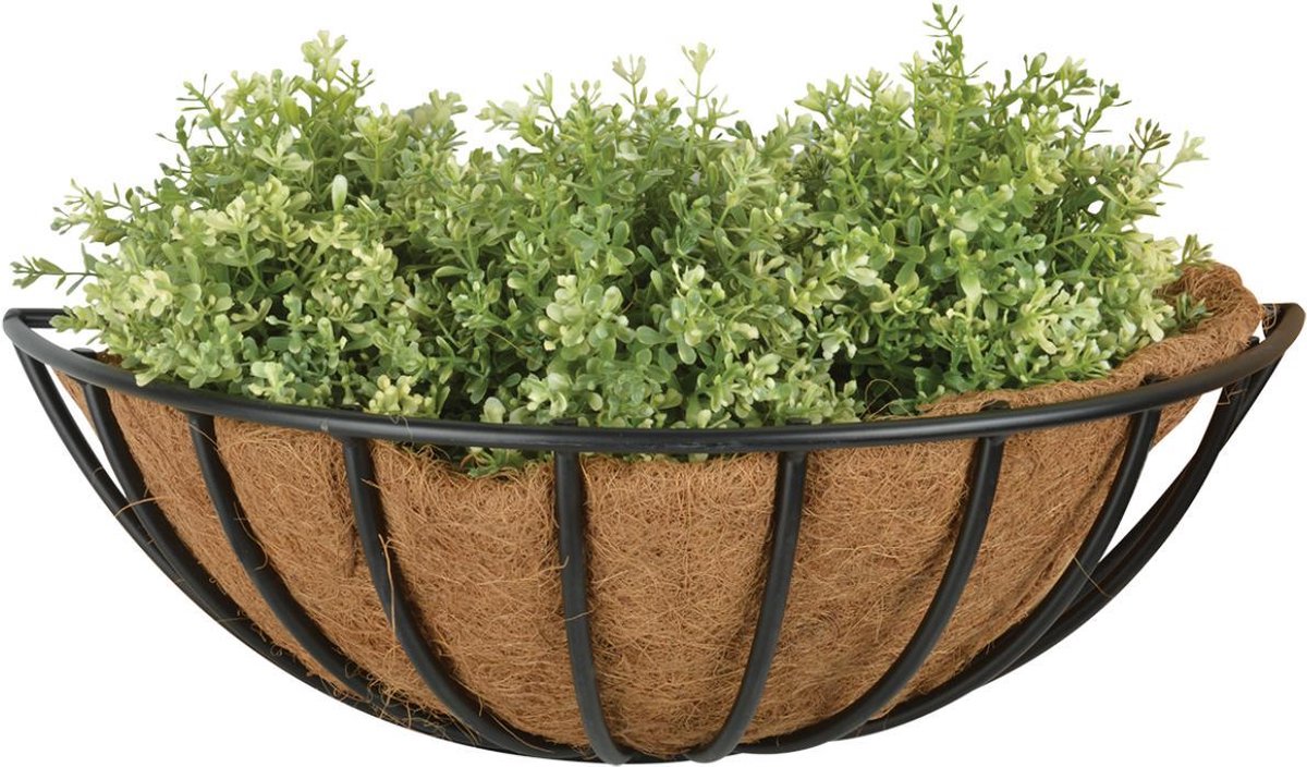 Esschert Design Metalen Hanging Basket/ruif Voor Aan De Wand/muur 50 X 19 Cm - Plantenbakken - Zwart