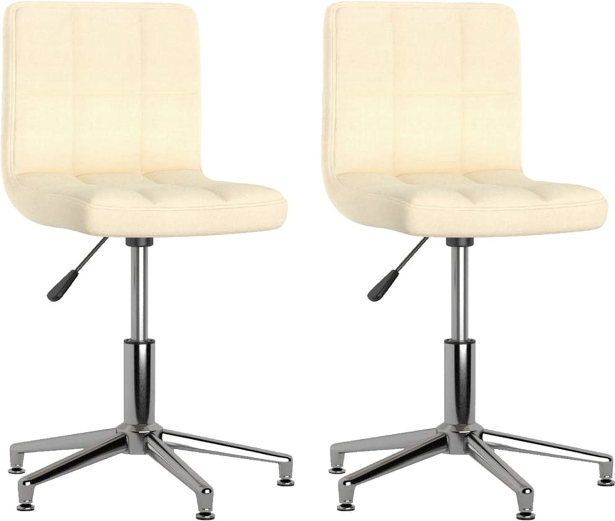 Vidaxl Eetkamerstoelen 2 St Draaibaar Stof Crèmekleurig